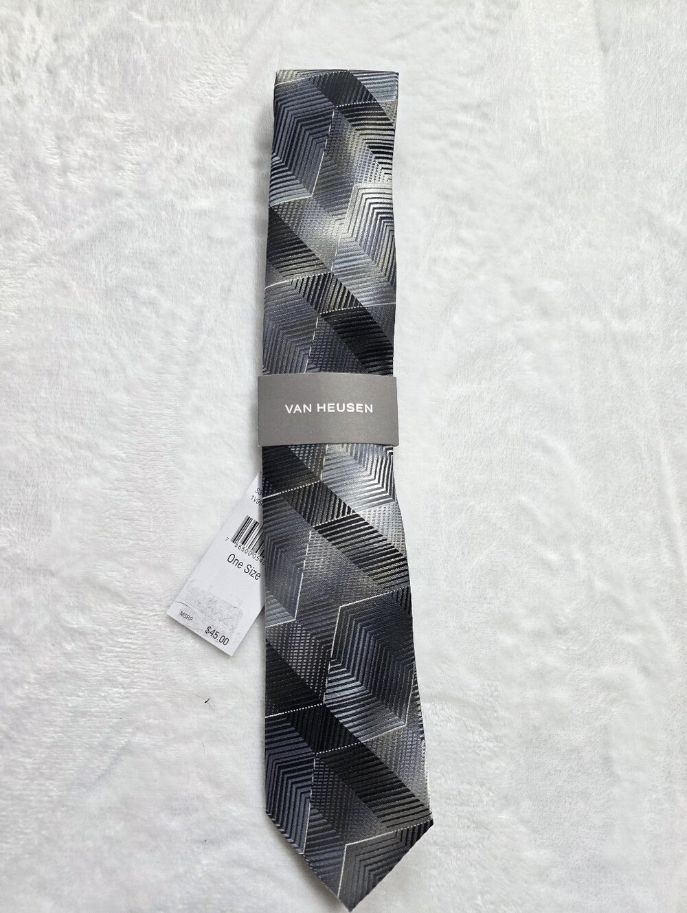 Van Heusen Geometric Black Gray Silver Tie NWT Men's